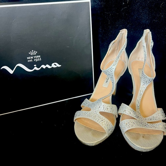 Bedazzled Silver Heels - Picture 1 of 5